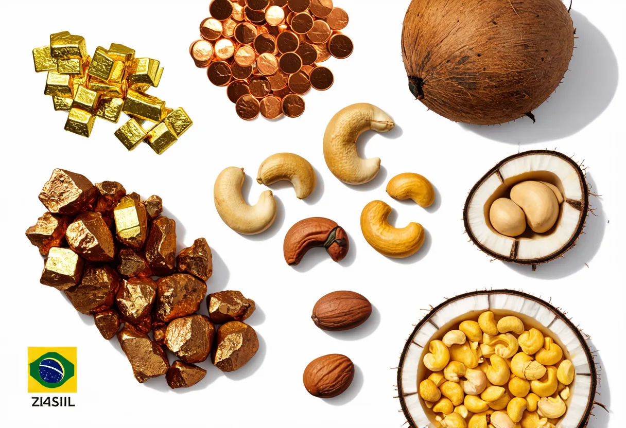 exports of Tanzania gold raw copper refined copper copper ore coconuts Brazil nuts cashews